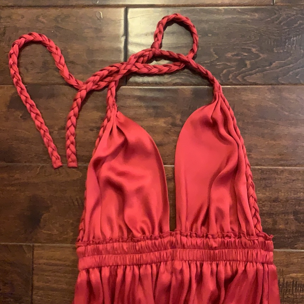 Loveshackfancy Silk Like Material Halter Maxi Dre… - image 2